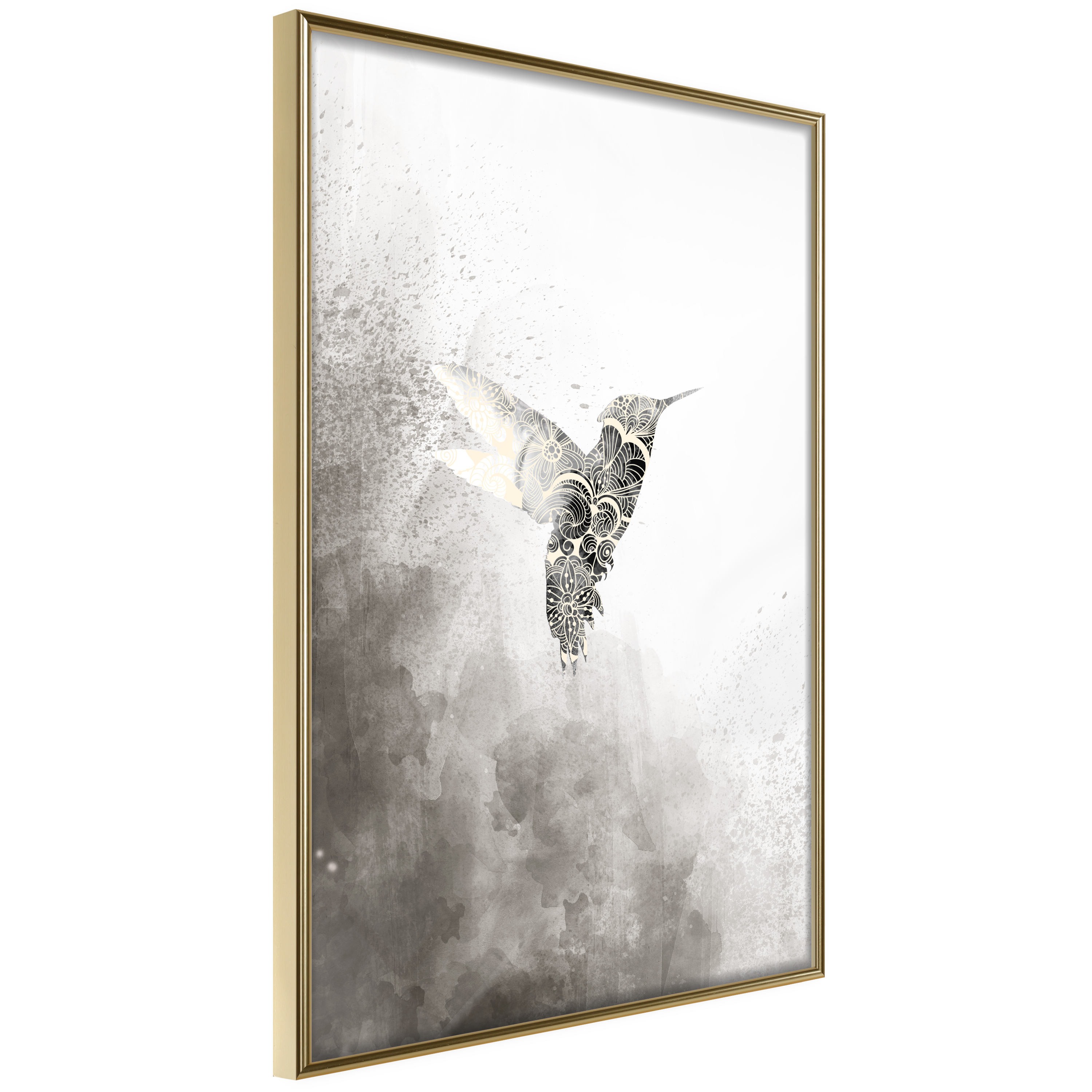 Affisch - Ethnic Hummingbird [Poster] 20x30 Guld ram, 20x30 cm
