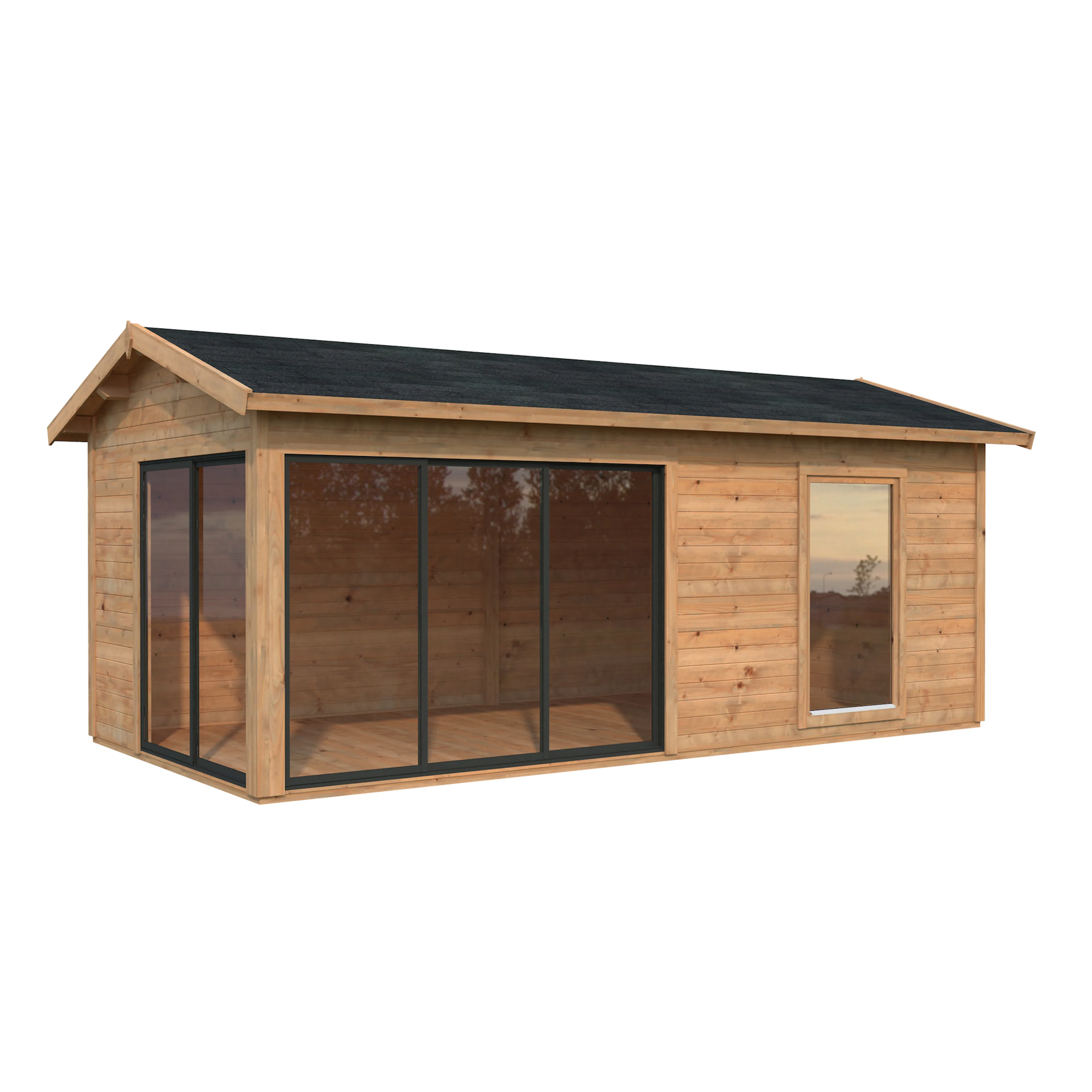 Amanda 17,1 m2 Slide BNDIP Impregnerad brun, Slide 1-lagers glas