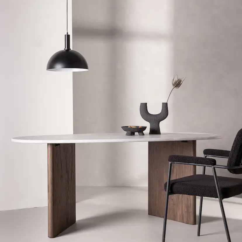 Matbord Venture Home Grönvik Ovalt Bord med Betonglook 180 cm