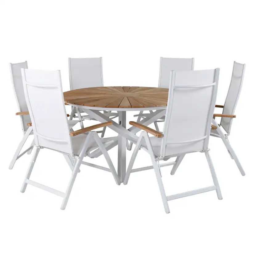 Matgrupp Venture Home Mendi Rund med 6 Pave Stolar