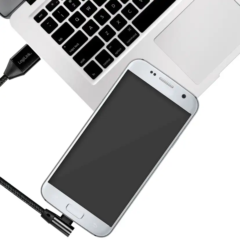 Vinklad MicroUSB-kabel LogiLink USB 2.0 15W 1 m
