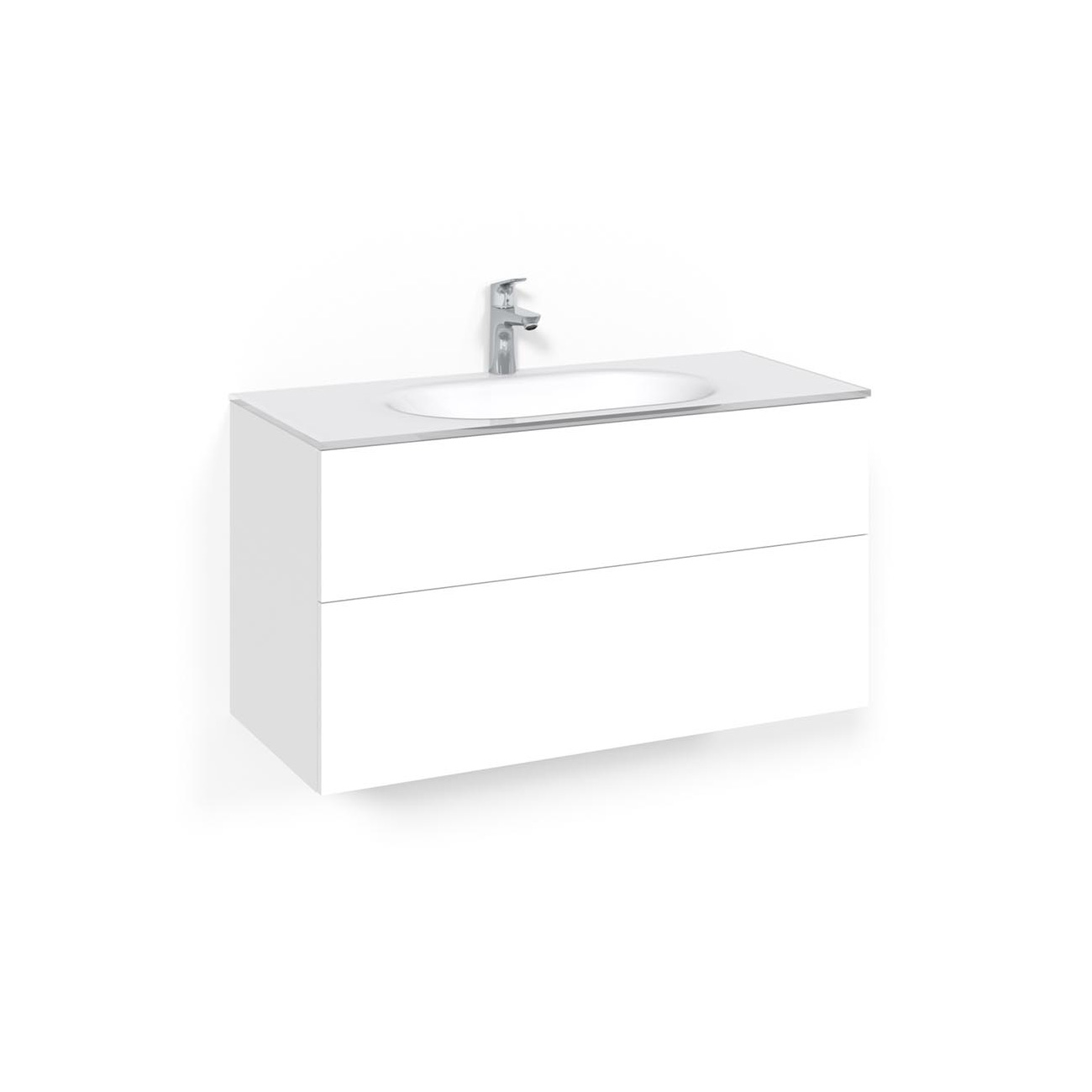 Tvättställsskåp Macro Design Crown Push Open Med Glastvättställ