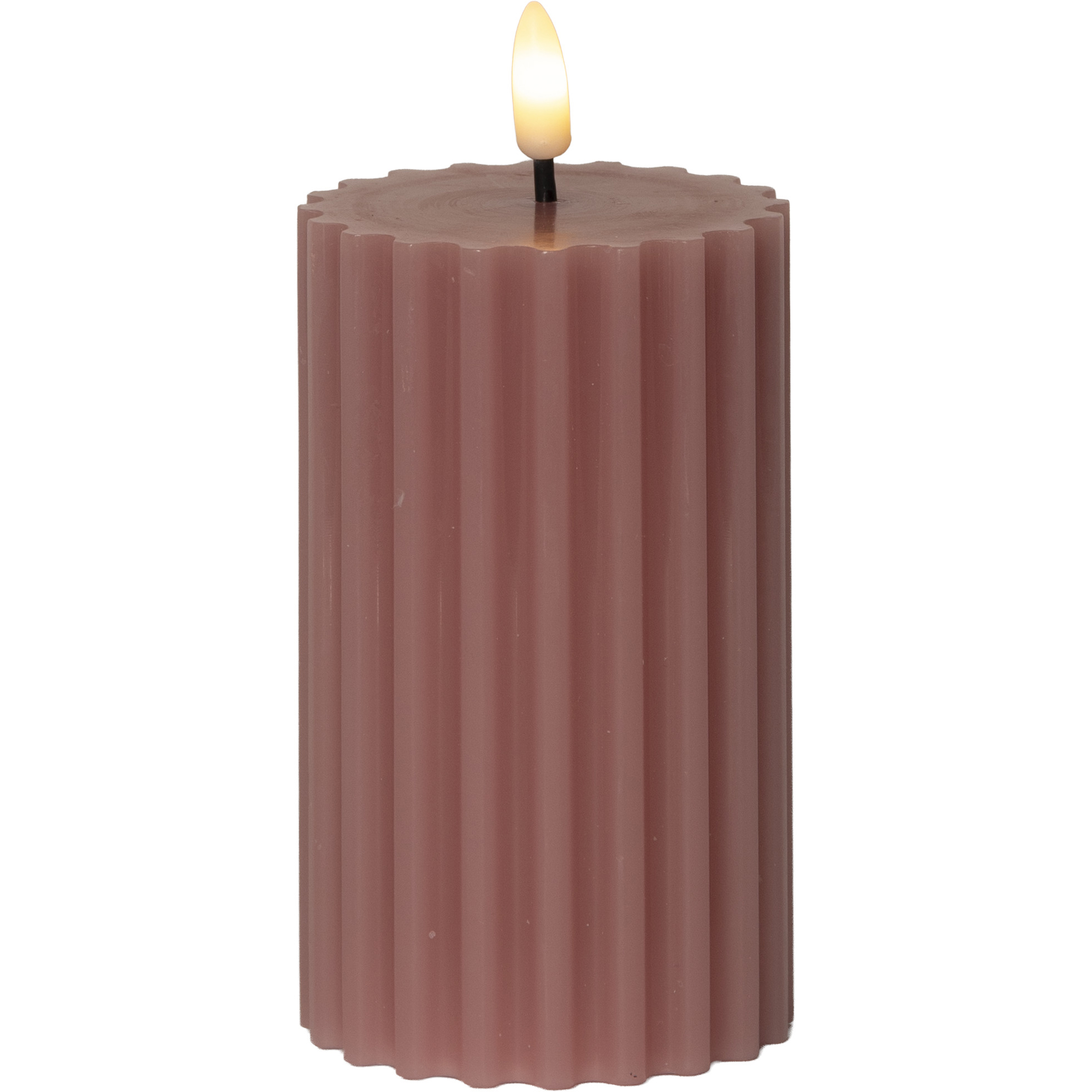 LED Blockljus Flamme Stripe Rosa 7,5x15 cm Rosa