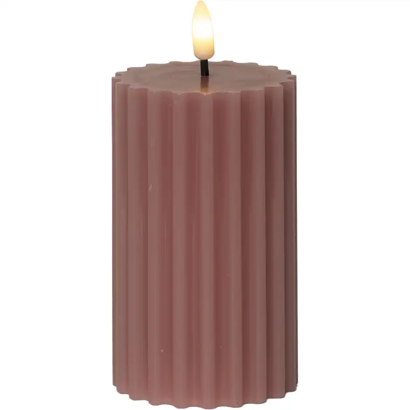 LED Blockljus Flamme Stripe Rosa 7,5x15 cm Rosa
