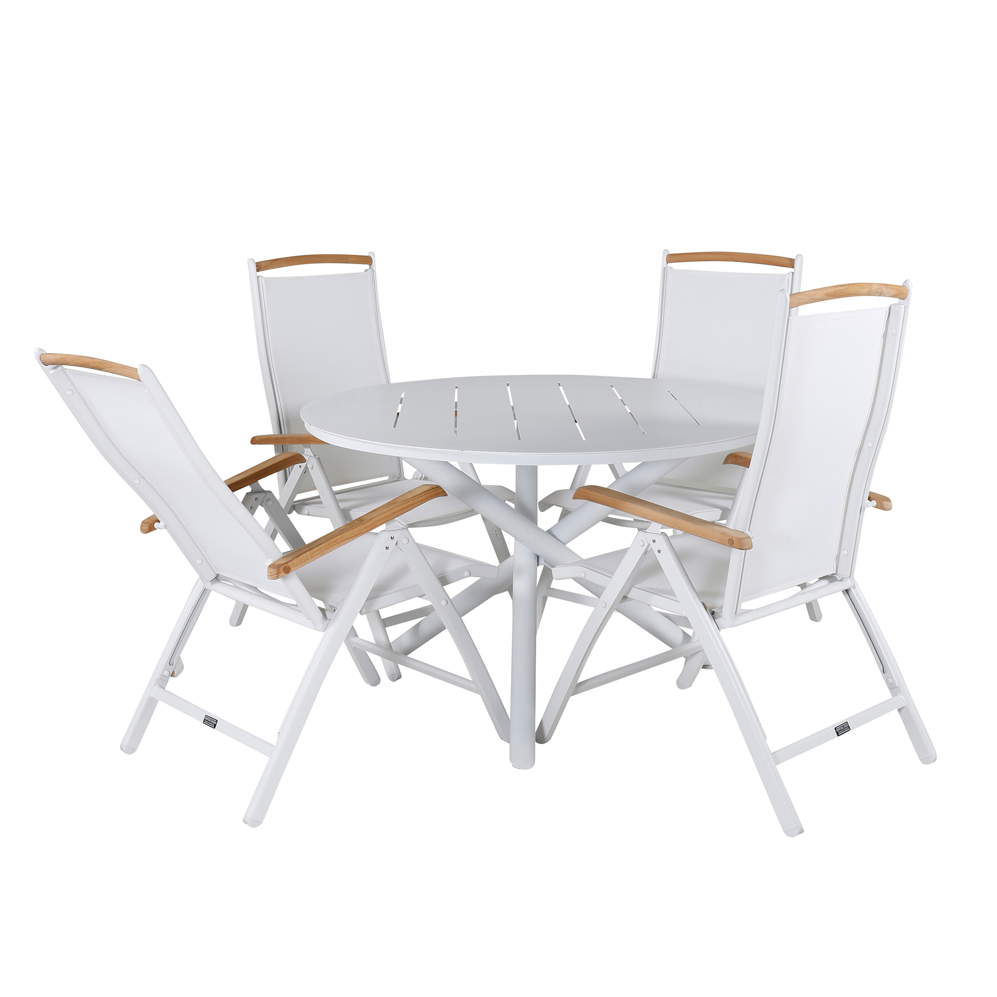 Alma Dining Table - White Alu - ø120cm+Panama 5:pos Chair - Vit