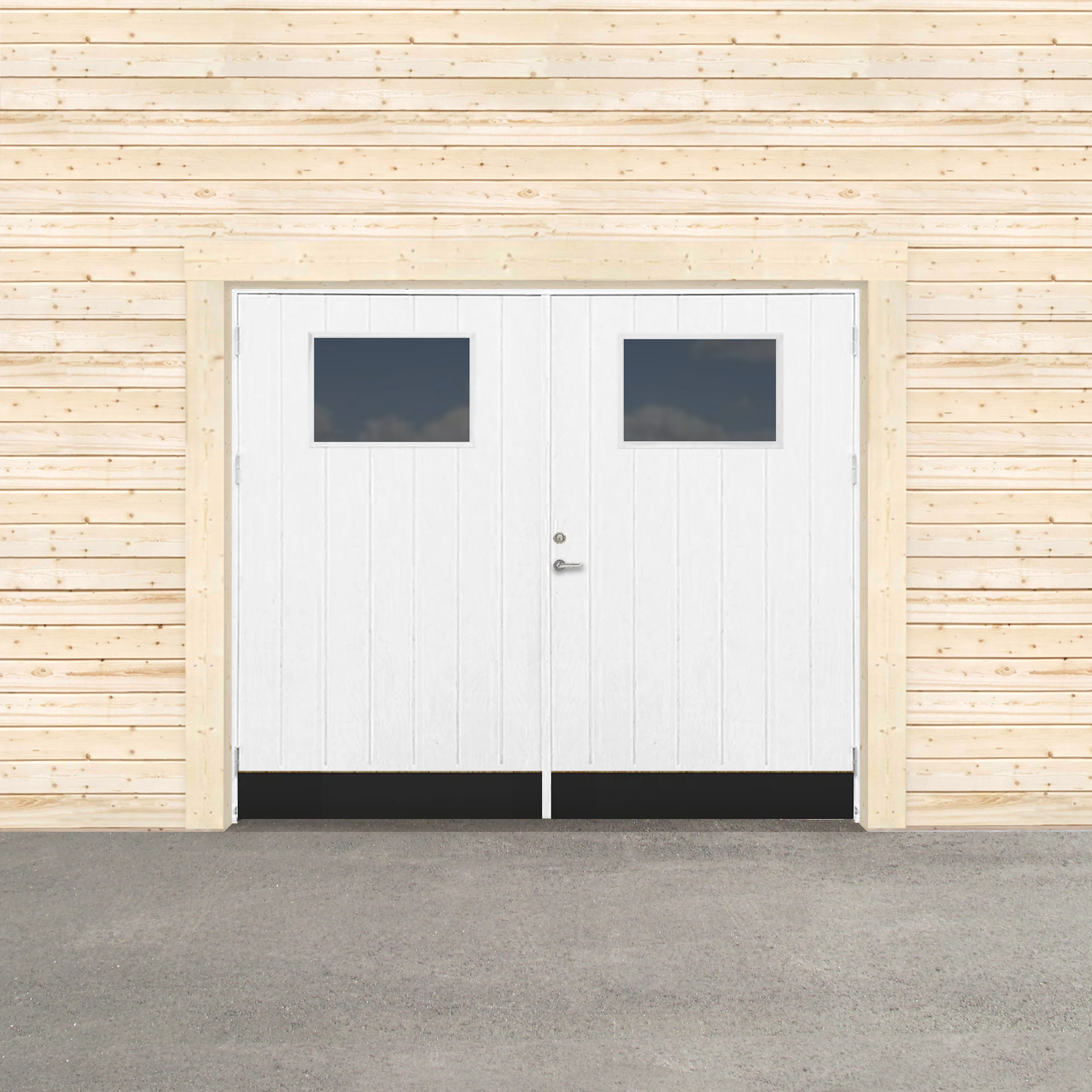 GARAGEPORT VARM GLASFÖNSTER 250X210 H - GRUNDMÅLAD BxH: 250x210 cm