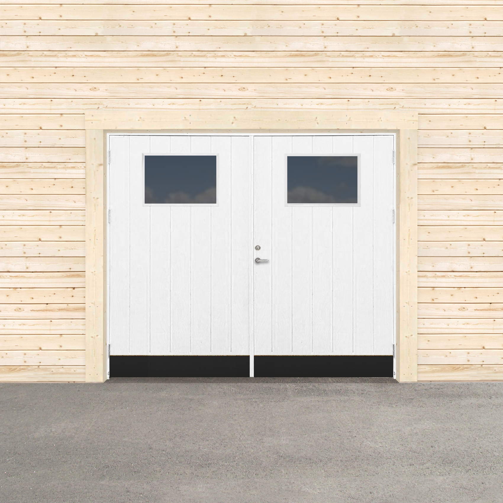 Garageport Sveadörren Varm Glasfönster Grundmålad