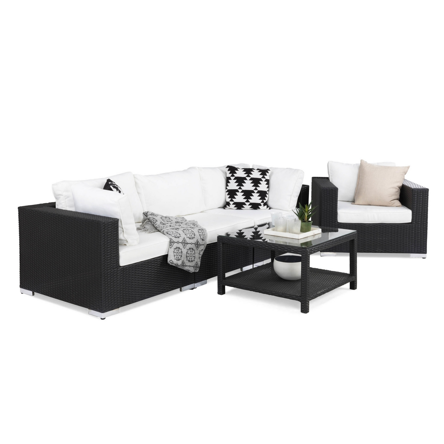 Loungegrupp Comfort Garden Bahamas 4-sits med Fåtölj och Bord 75x75