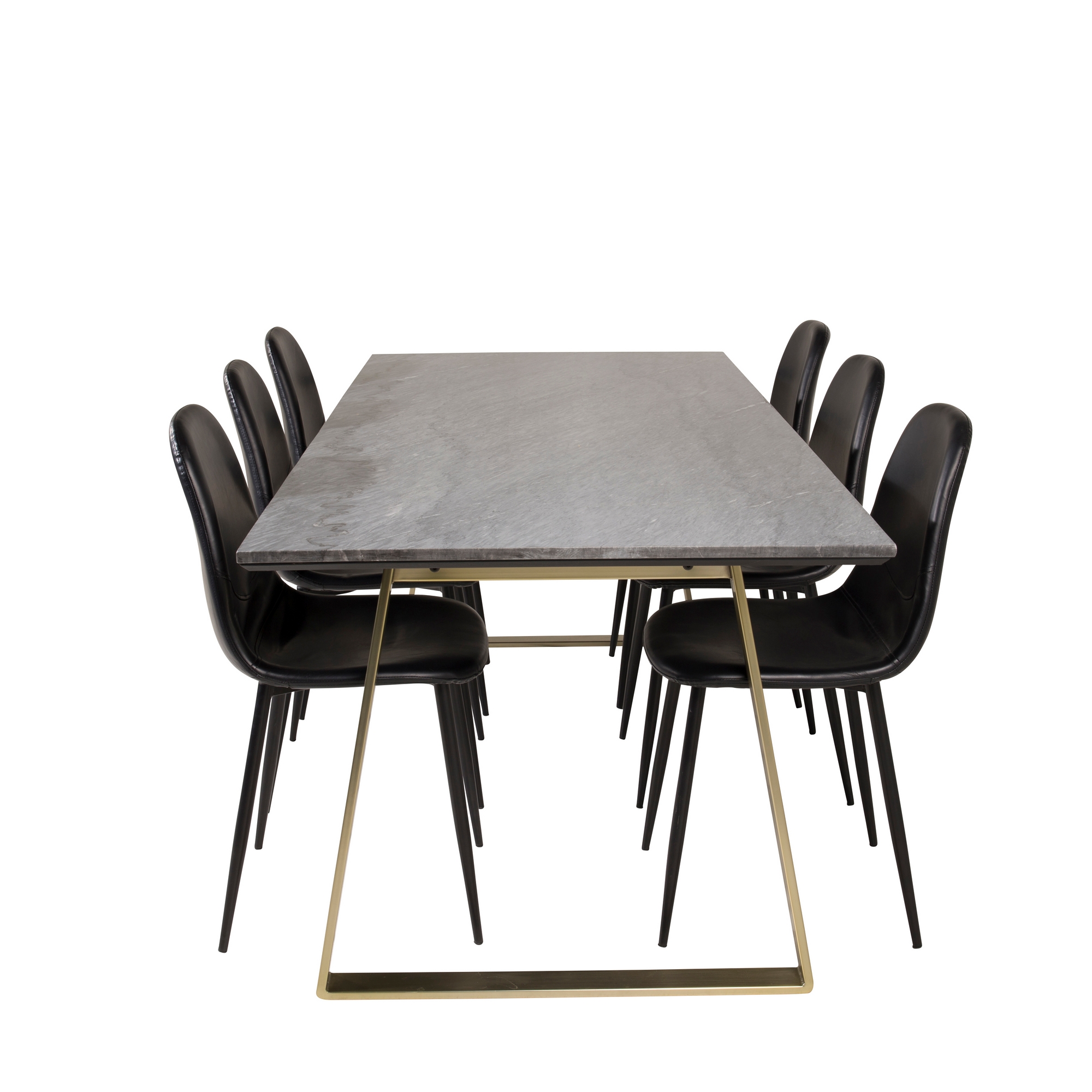 Matgrupp Venture Home Estelle 200 med 6 Pobbie Stolar Konstläder