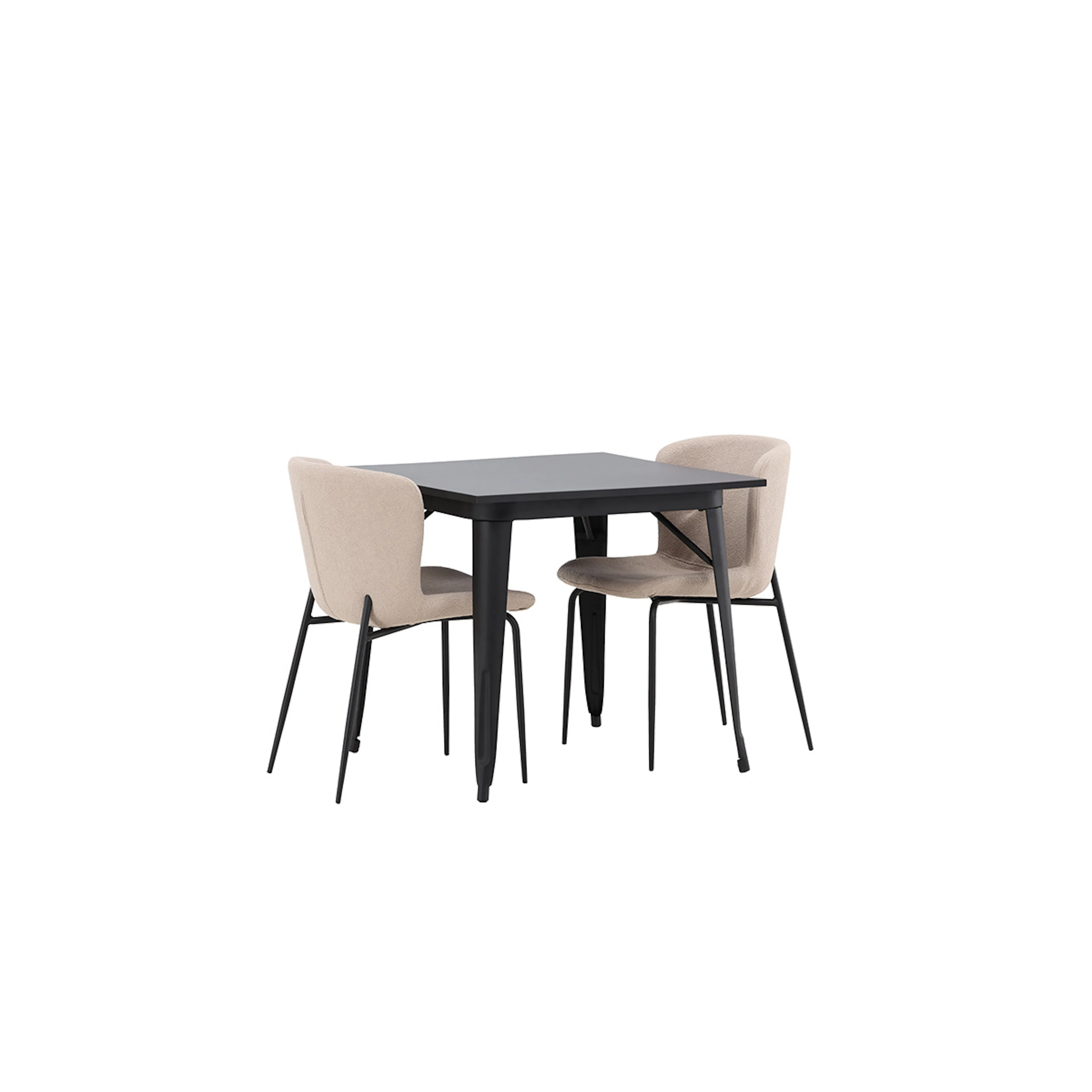 Tempe Dining Table - Black / Black MDF +Modesto Dining Chair Beige/Svart