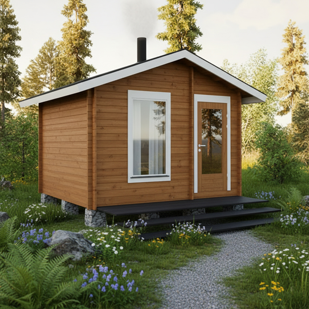 Trädgårdsbastu LP Garden Pallas 11m² Sadeltak