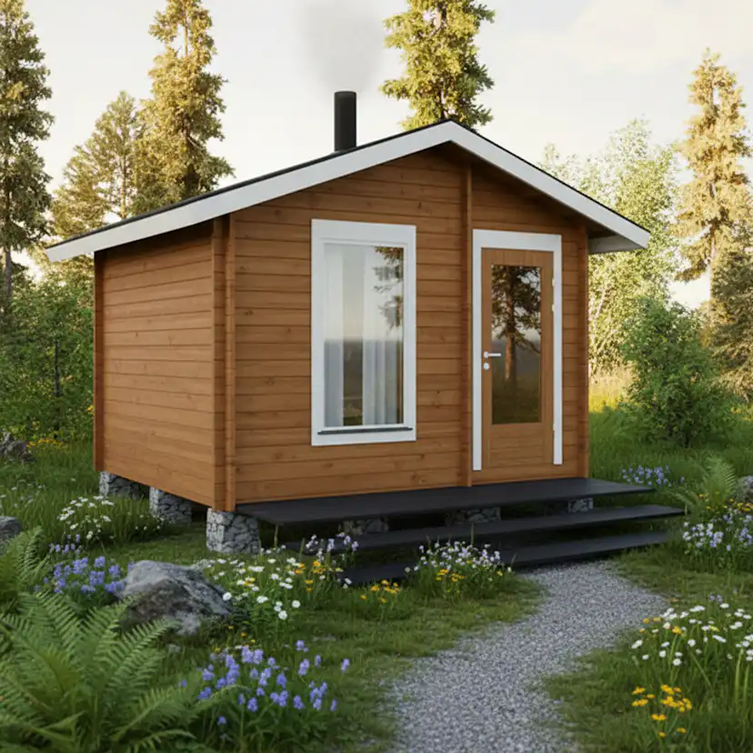 Trädgårdsbastu LP Garden Pallas 11m² Sadeltak