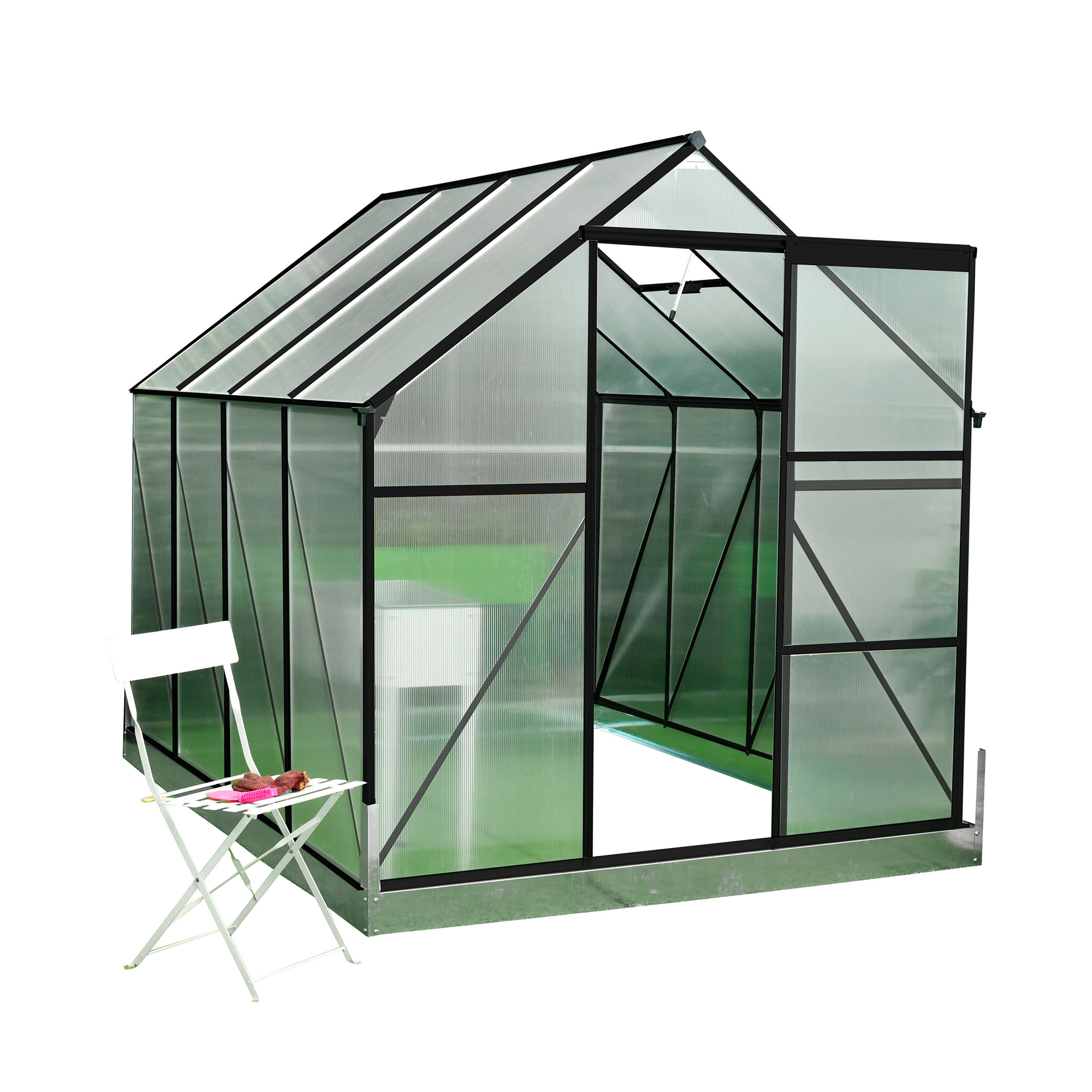 Växthus Mag-Pro  4,8 m² Svart Med Sockel