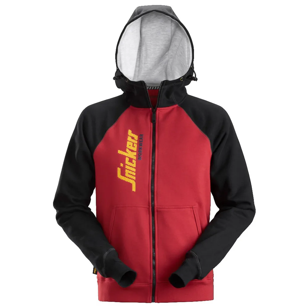 Hoodie Logo hel zip Storlek: XL, Färg: Chili red\Black