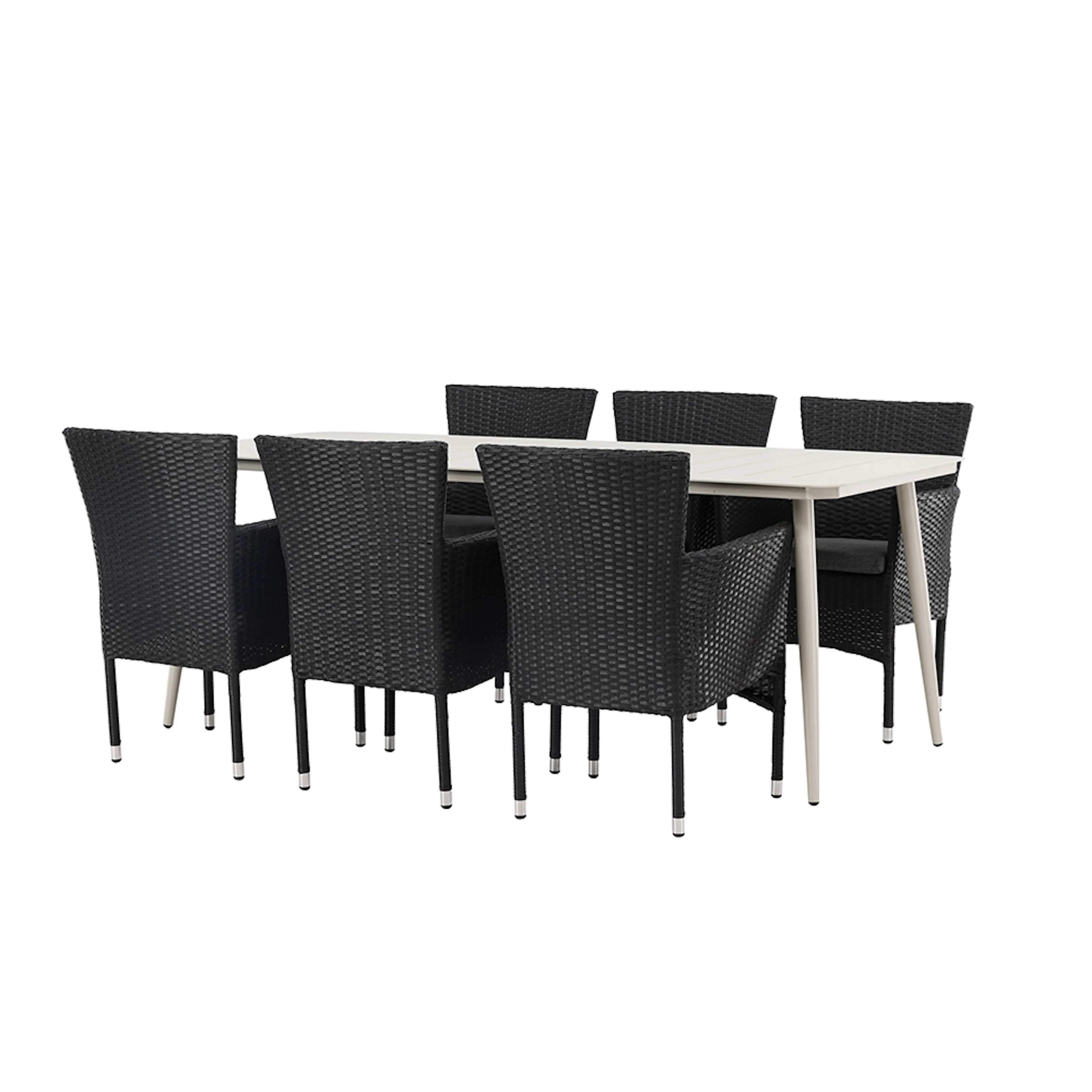 Lina Dining Table - Beige - 200*90 +Malina Diningchair Alumn Beige, Svart