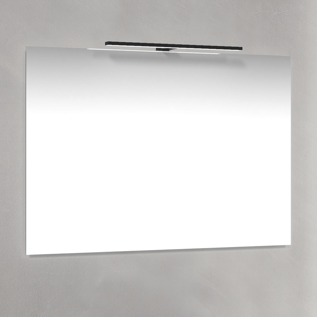 Spegel 100x70 Svart T-Belysning Bredd: 1000 mm
