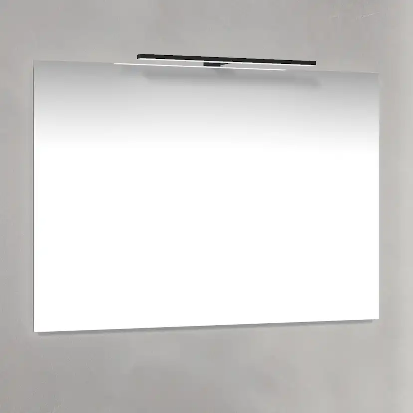 Spegel 100x70 Svart T-Belysning Bredd: 1000 mm