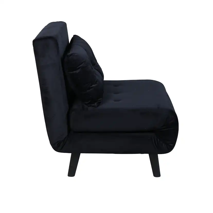 Vicky Folding Bed Single - Black / Black Velvet Svart