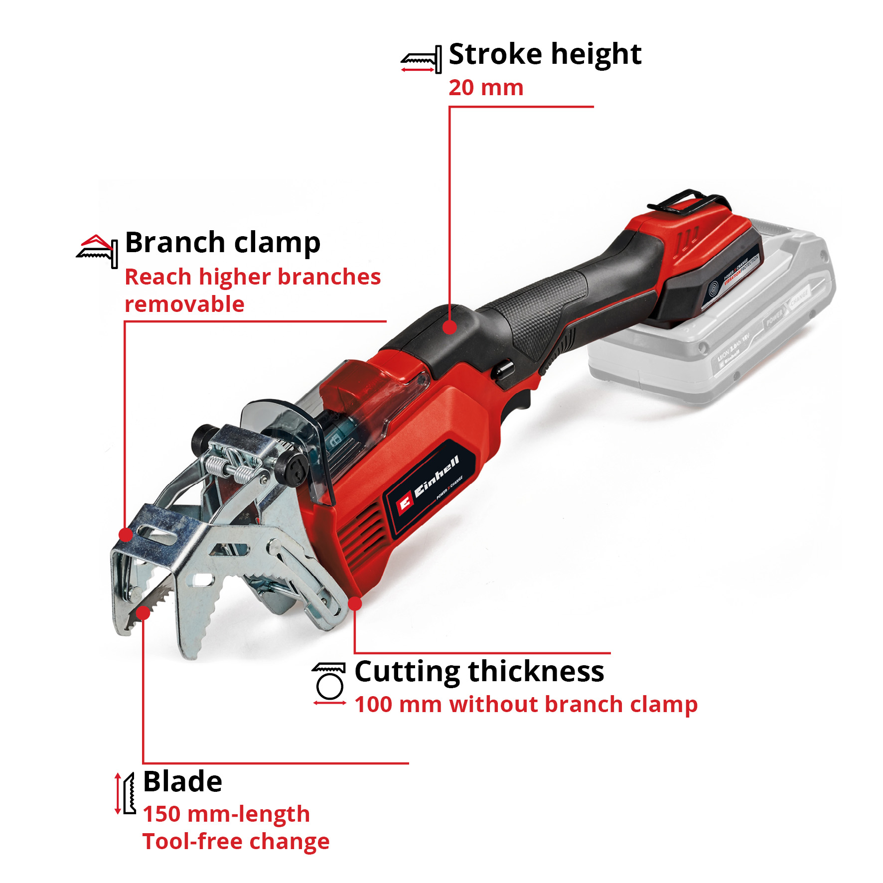 Grensåg Einhell GE-GS 18/150 Li Utan Batteri & Laddare