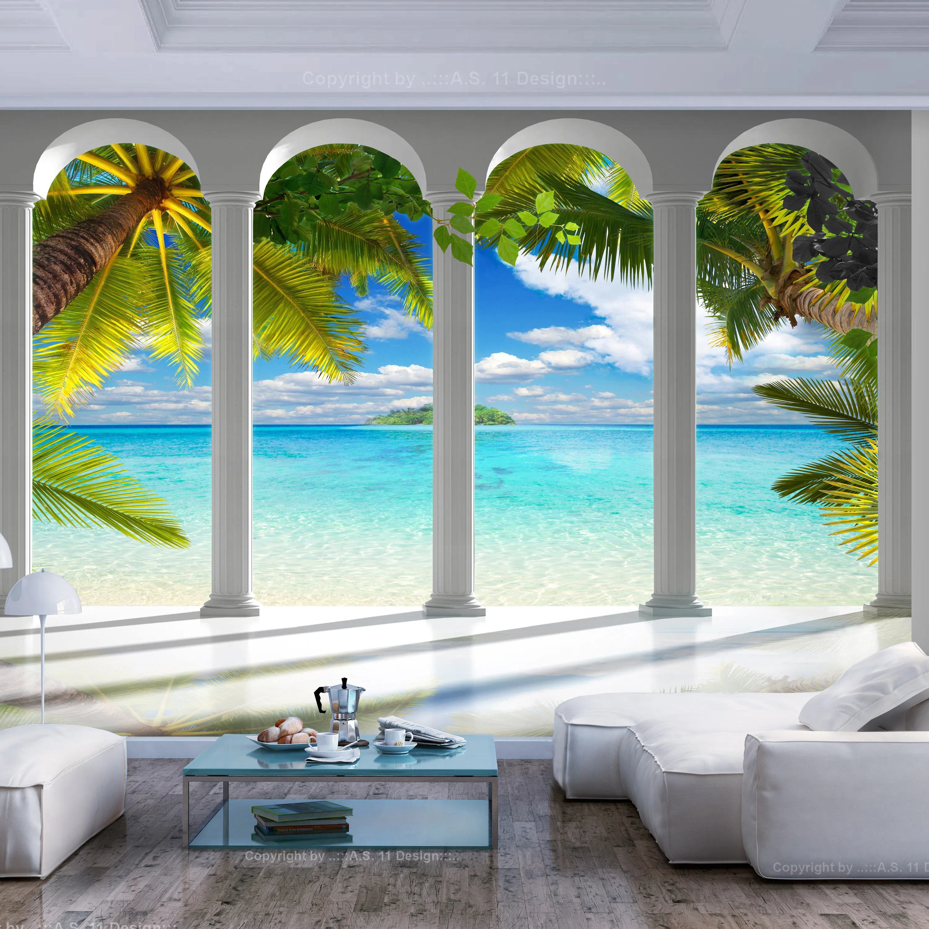 Fototapet Arkiio Sea Behind Columns