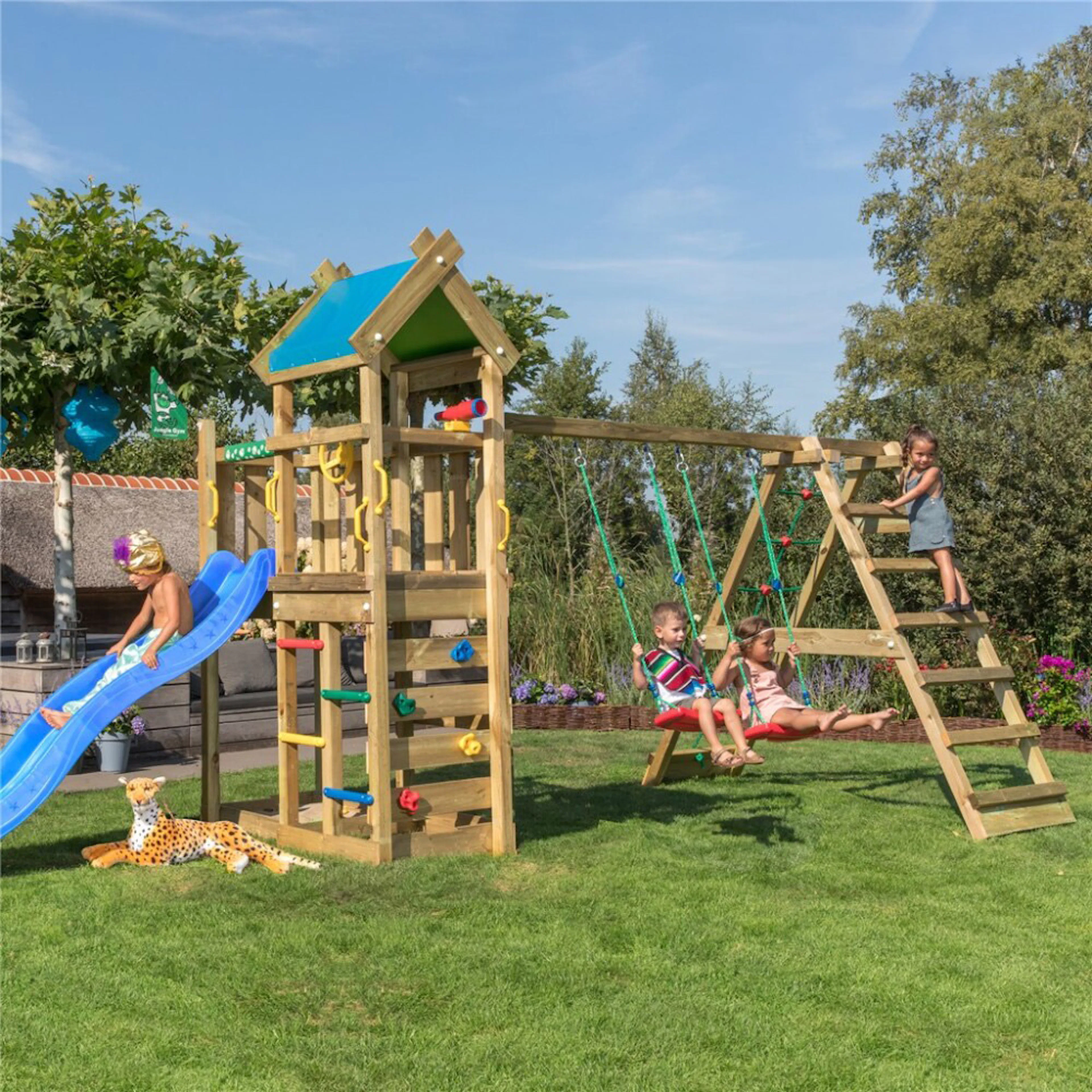 Klättersällning Jungle Gym Nomad Med Rutschkana Blå