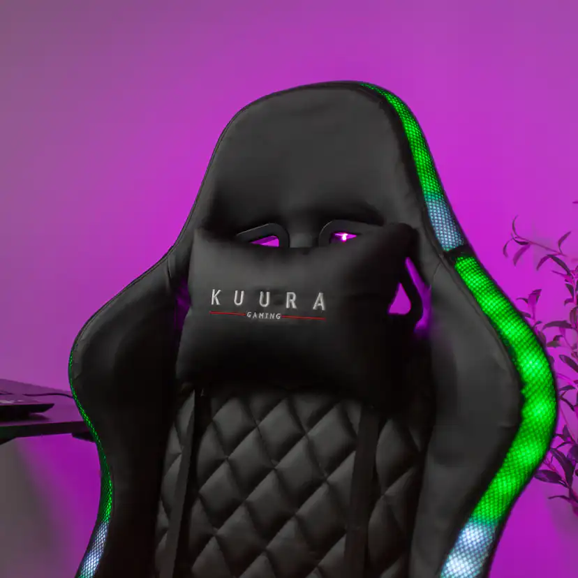 Gamingstol Kuura RGB Svart Justerbar med Inbyggda RGB-Lampor