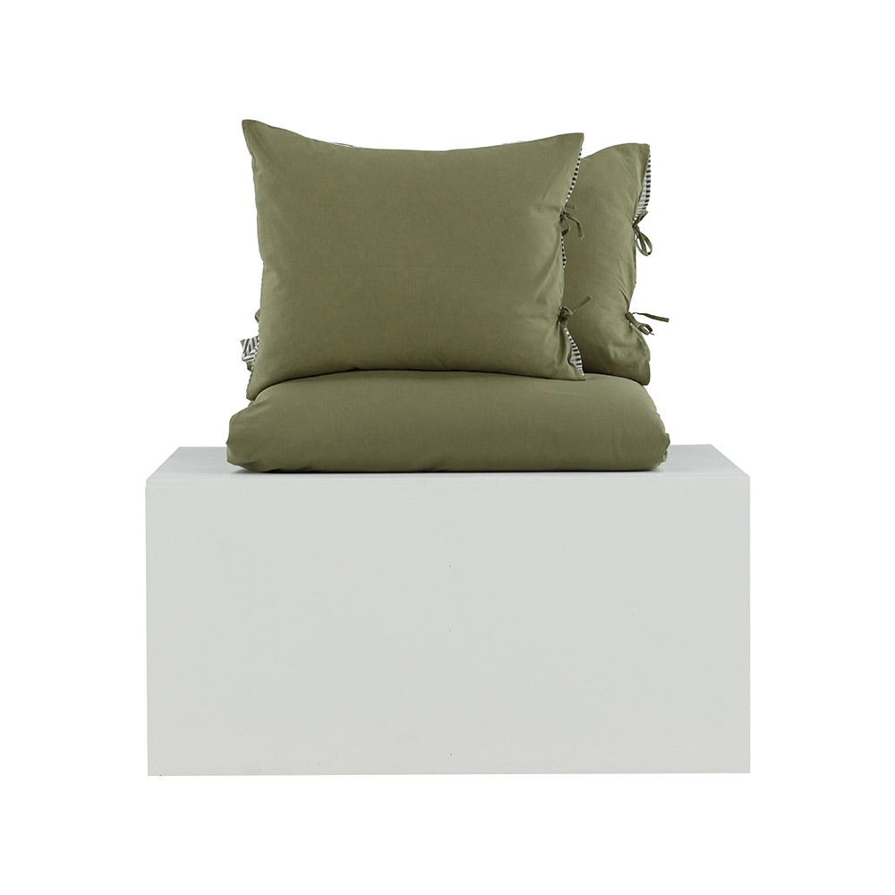 Jenna Bed Set Linen Cotton Green 240x220 cm Färg: Mörkgrön, Mått: 240x220 cm