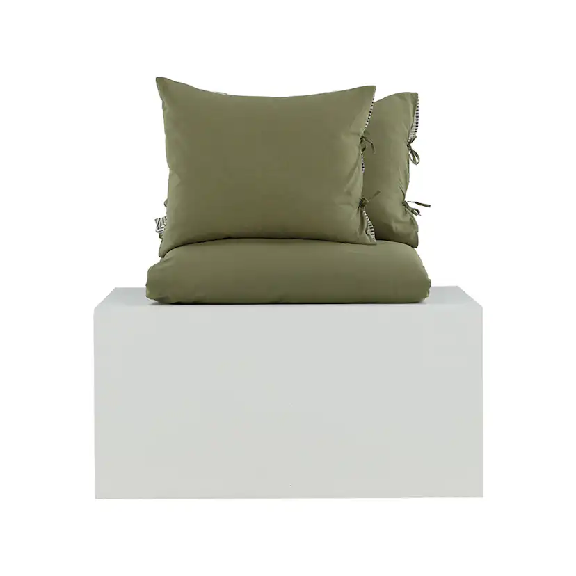 Jenna Bed Set Linen Cotton Green 240x220 cm Färg: Mörkgrön, Mått: 240x220 cm