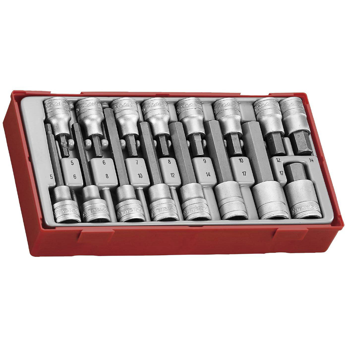 Insex hylsbitssats 16 delar med 1/2 tum fyrkantsfäste Teng Tools TTHEX16