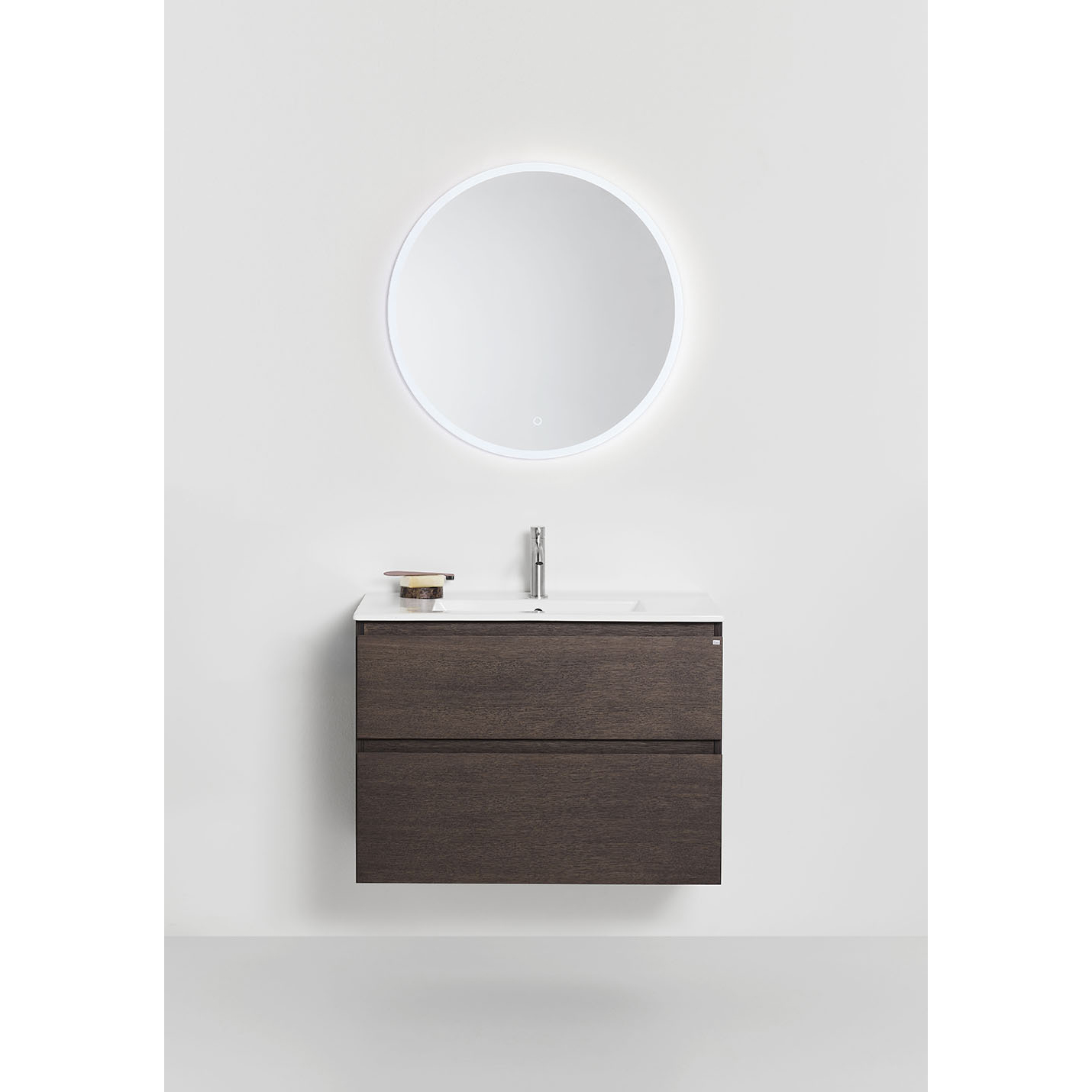 Tvättställsskåp Hafa Go Plus med Tvättställ Mörk Ek, B: 810mm