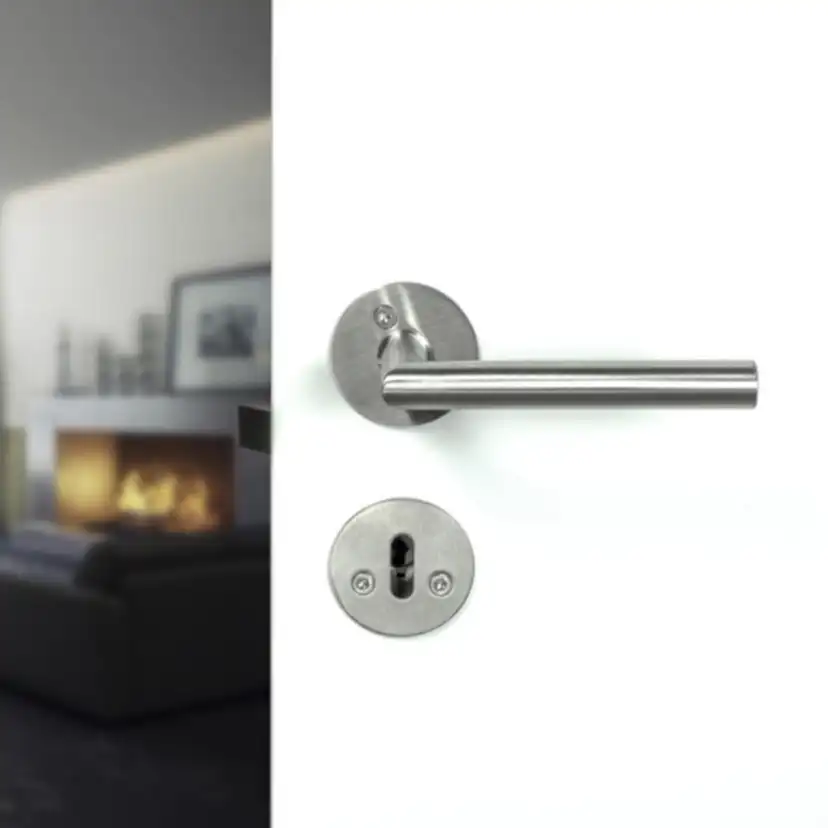 Dörrhandtag Beslag Design Kastrup 04 Rostfritt med Nyckelskylt