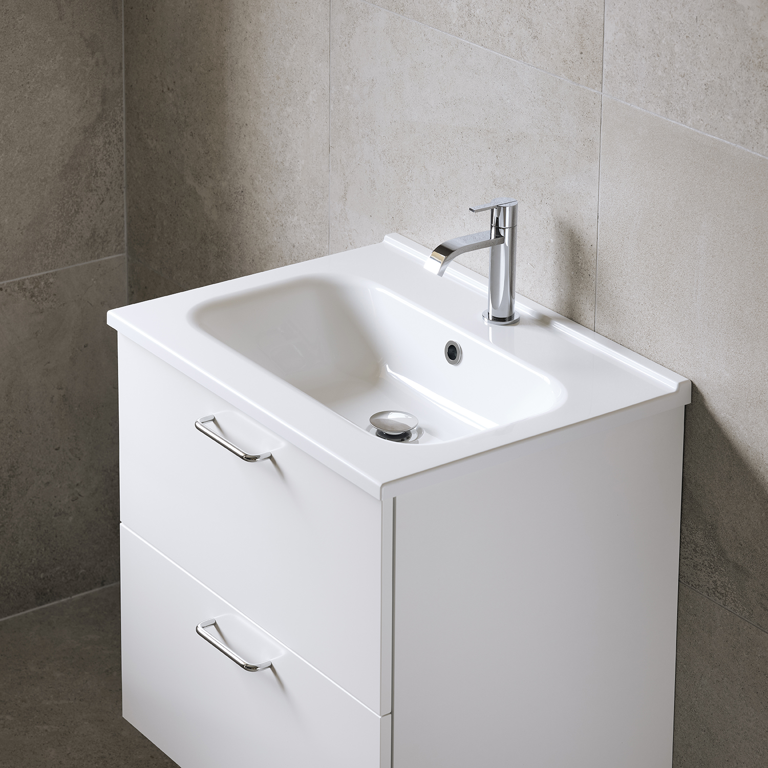 Möbelpaket Vedum Free 615 Compact Maja med Tvättställ och LED-Spegel Säven Vit