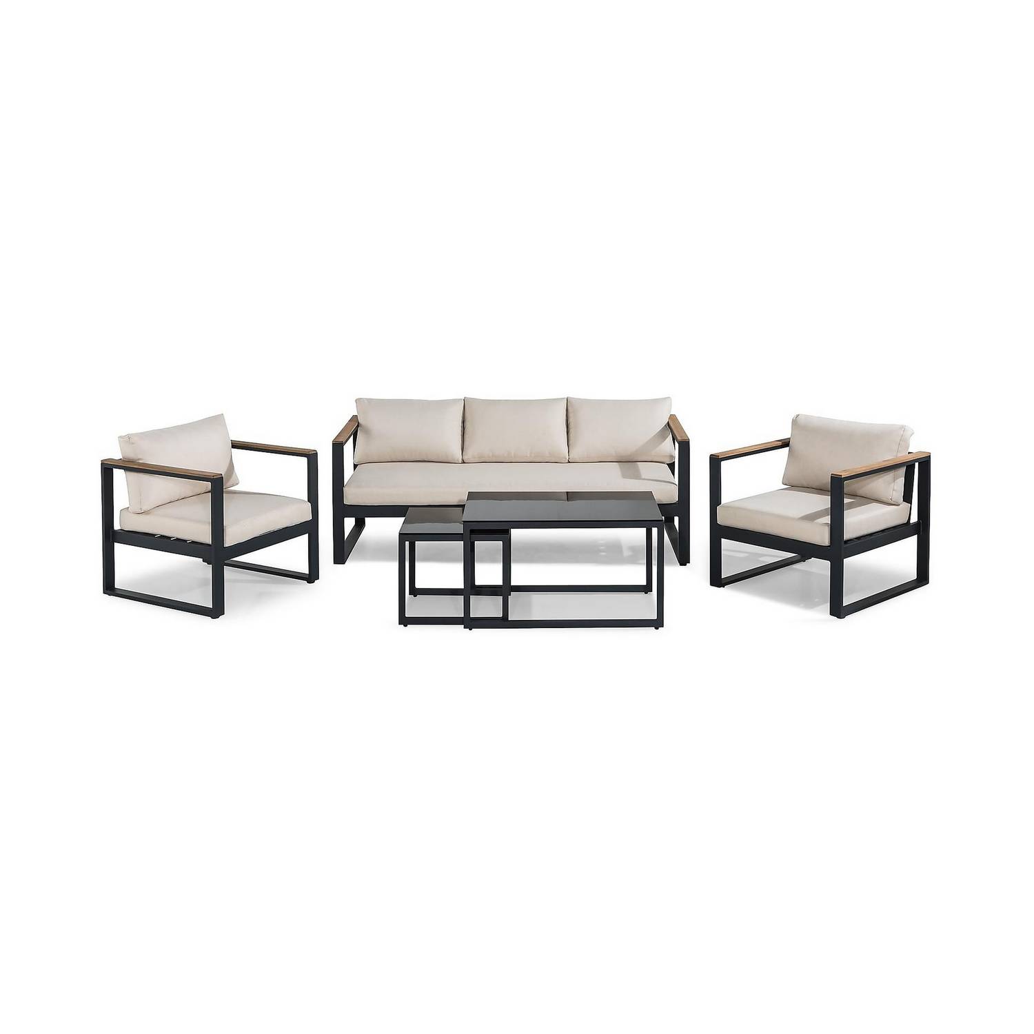Loungegrupp deNoord Aspvik Soffgrupp Svart med Beige dynor