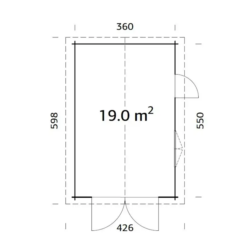 Roger 19,0 m2 mit Holztor PNT9016W2 Vit