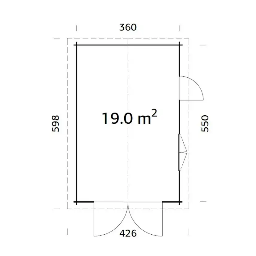 Garage Roger 19,0 m2 med dörr Obehandlad