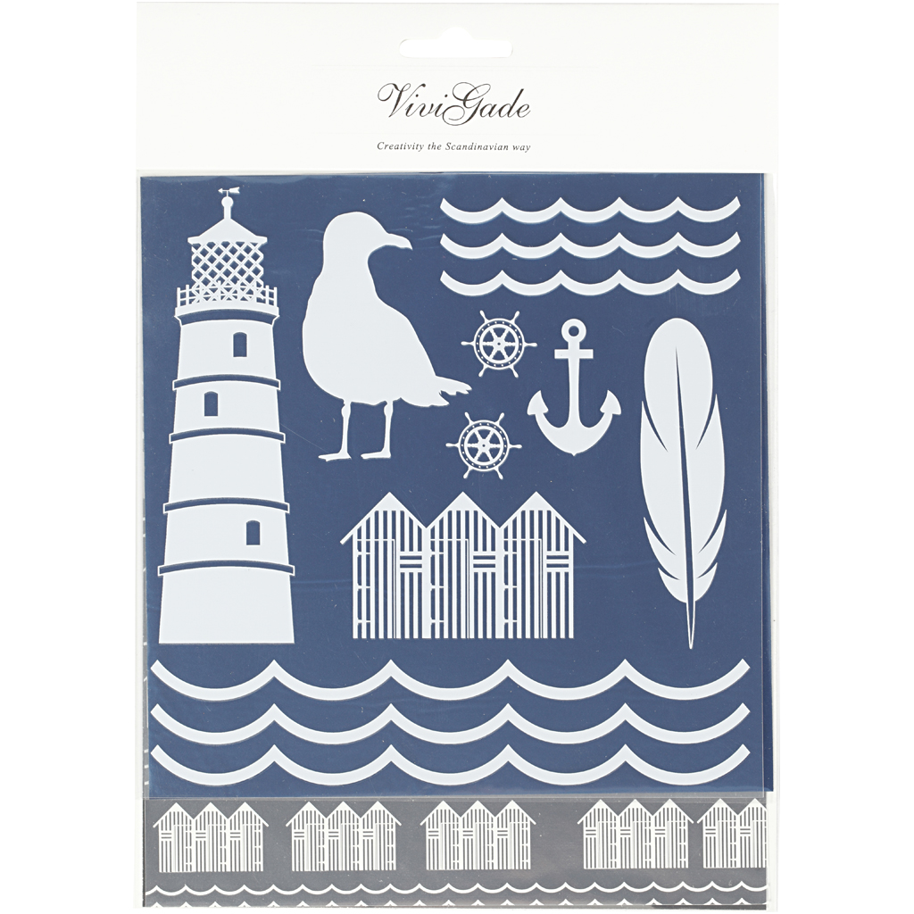 Dekorationsfolie Creativ Company Och Limark med Motiv Blå Silver Fyrtorn 2x2 Ark/1 Förp