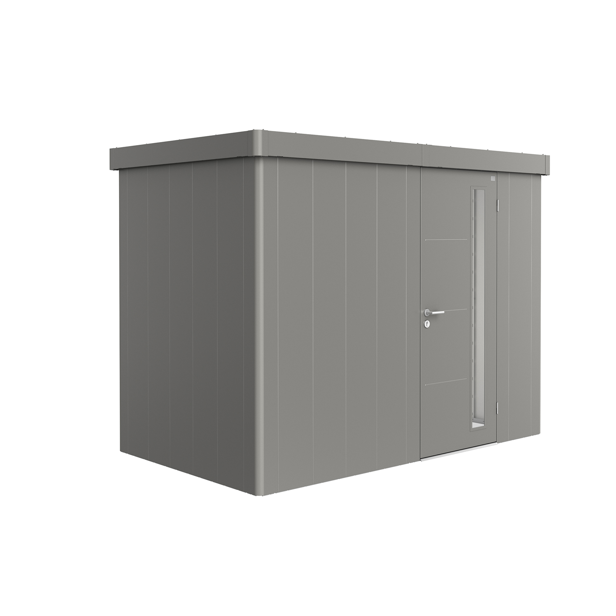 Trägård skjul Neo 1C med Standarddörr, metallic kvarts-grå Kvartsgrå