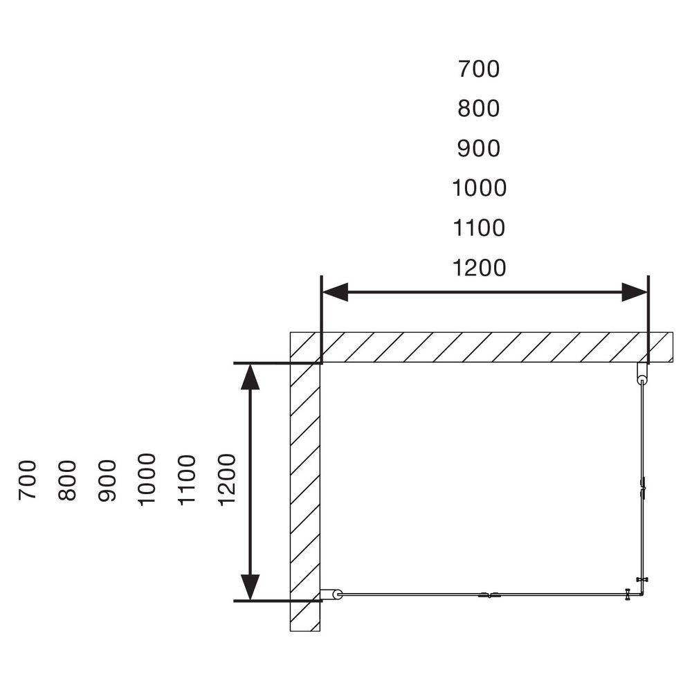 Duschhörn Arrow Twice Corner Klarglasx1000x800xVänster: 1000 mm, Höger: 800 mm