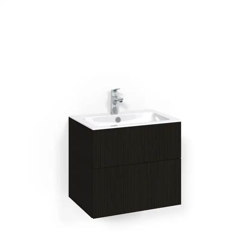 Crown Kom 60x45 Sv Li PO L8 Svart Ek, 600 mm, Tvättställ Light 8, Med Pushfunktion