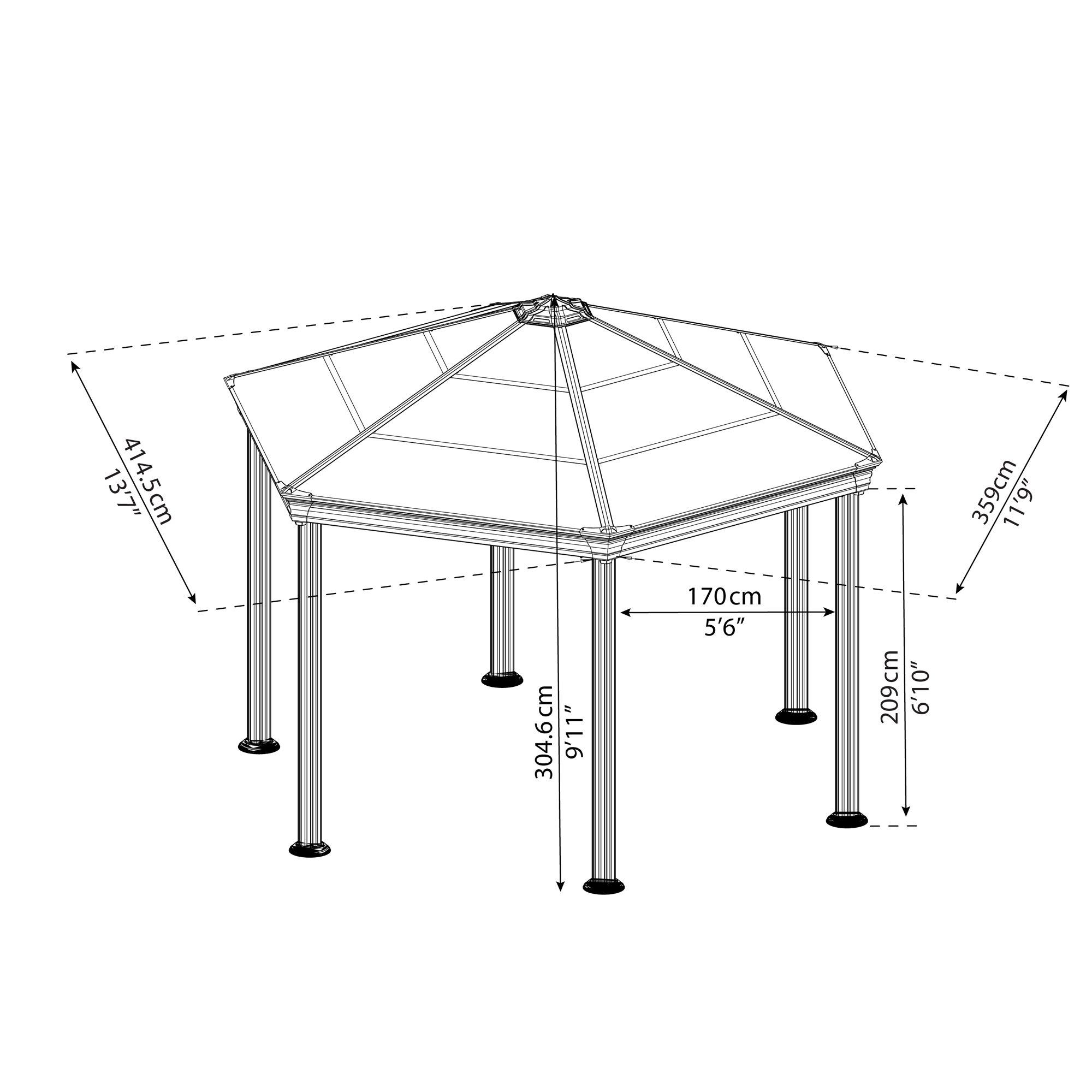 Canopia Roma Hardtop Aluminium Paviljong För Hela Säsongen 3,6 X 4,2 m