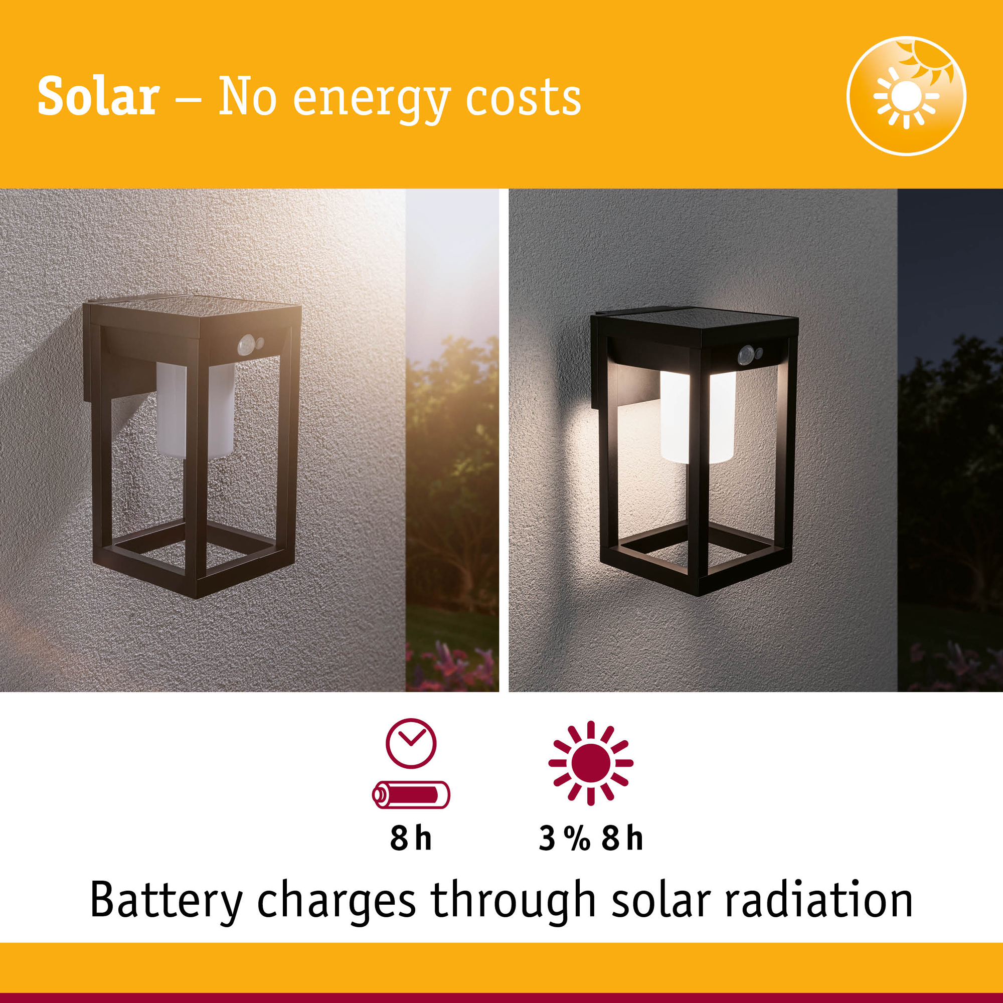 Fasadbelysning Solcell Paulmann Marisol LED med Rörelsesensor IP44