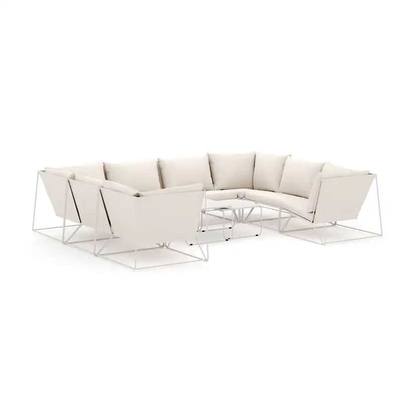 Loungesoffa Comfort Garden Usteryd utomhus U-soffa 8-sits med stängt avslut