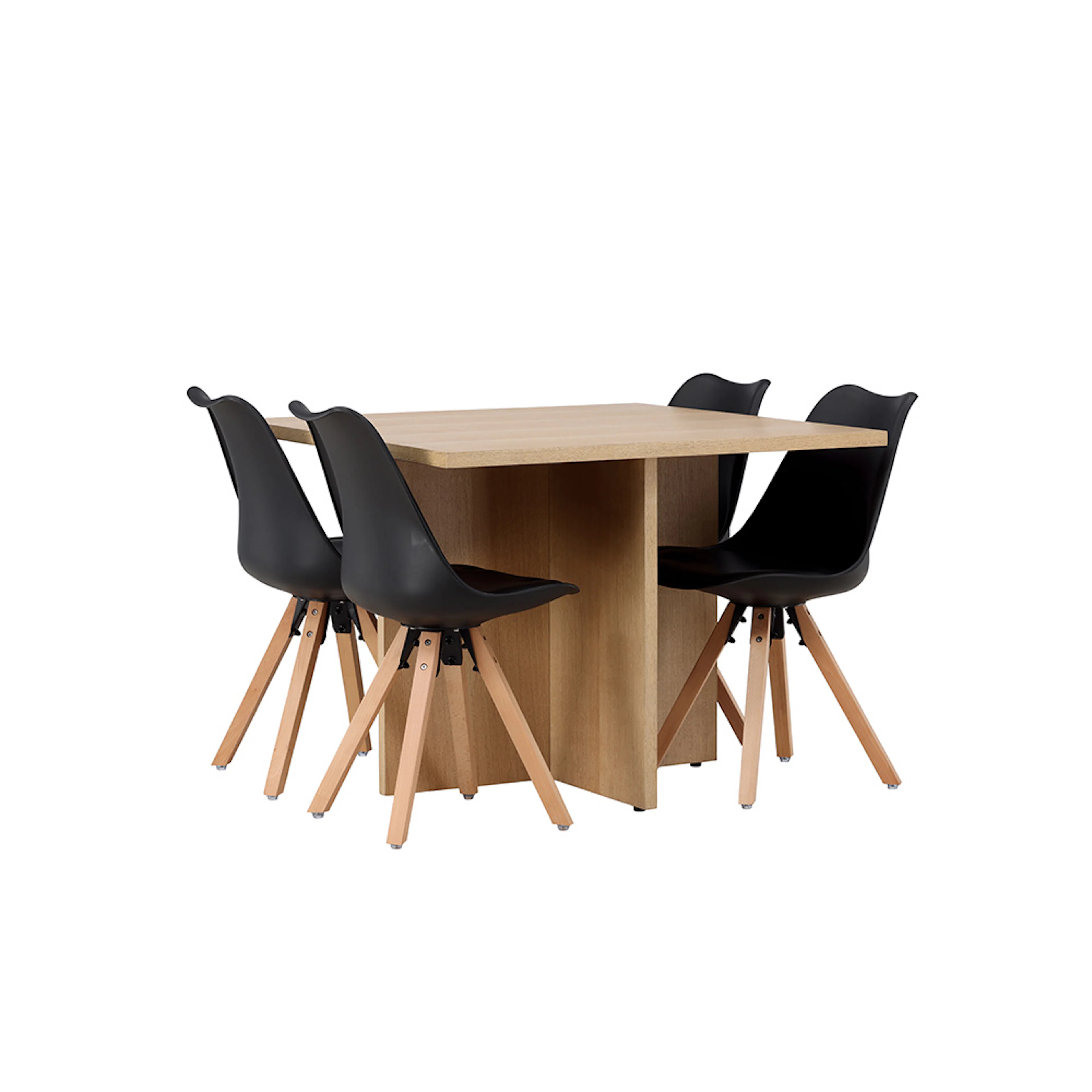 Matgrupp Venture Home Leo med 4 Zeno Stolar Natur/Svart