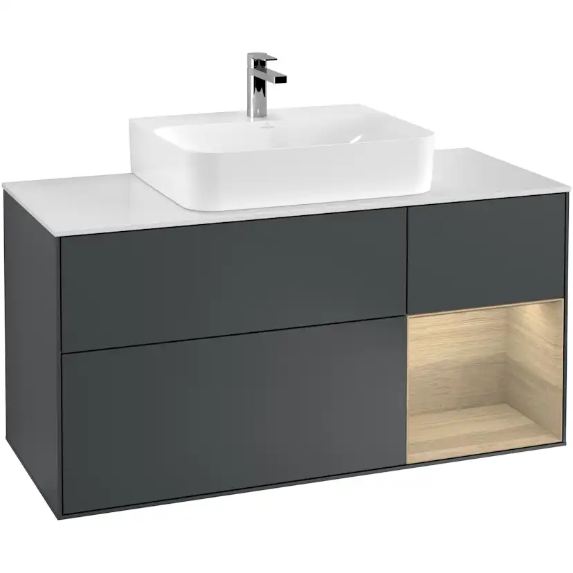 Tvättställsskåp Villeroy & Boch Finion med 3 Lådor Hylla och Bänkskiva för Centrerat Tvättställ