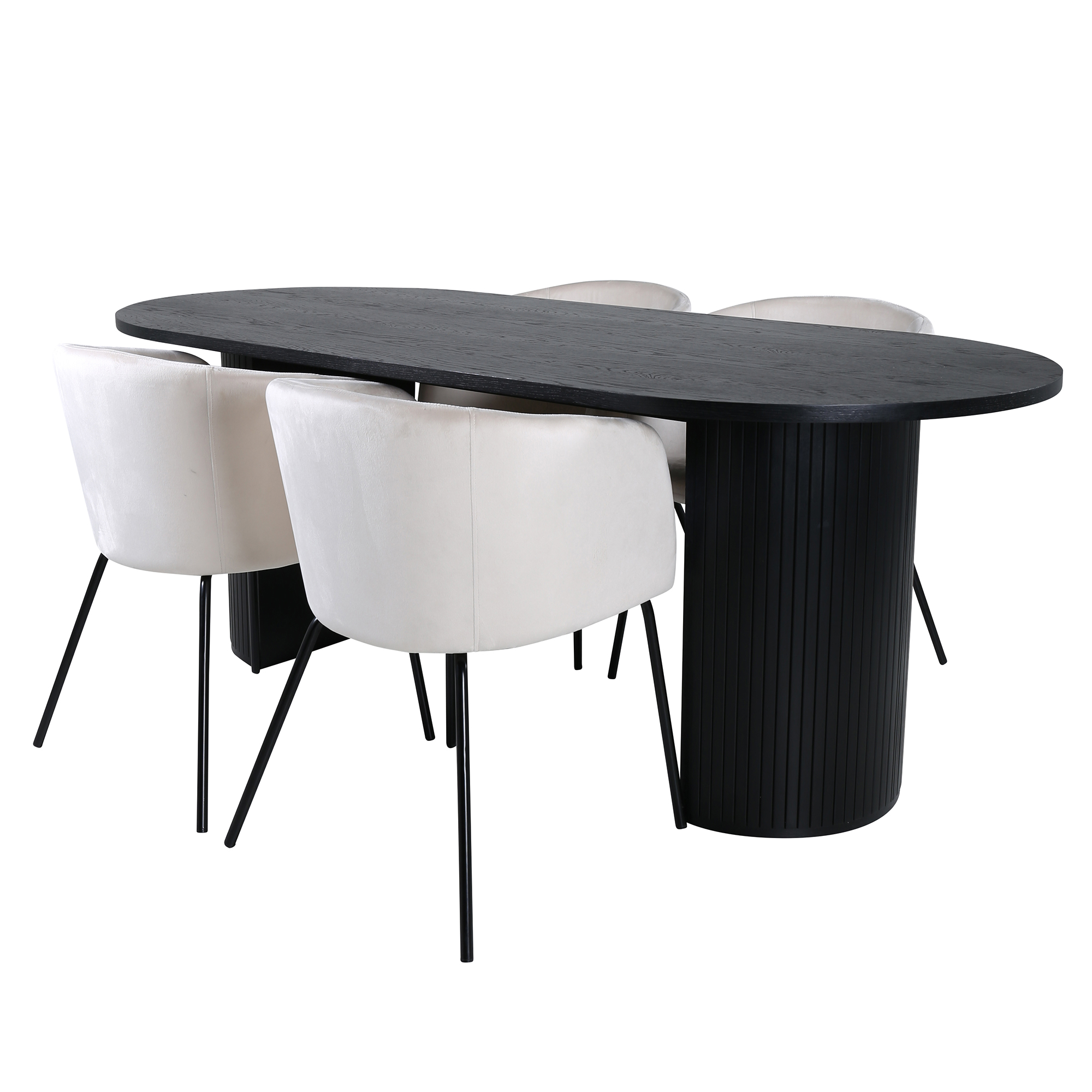 Matgrupp Venture Home Bianca Svart med 4 Bergen Stolar
