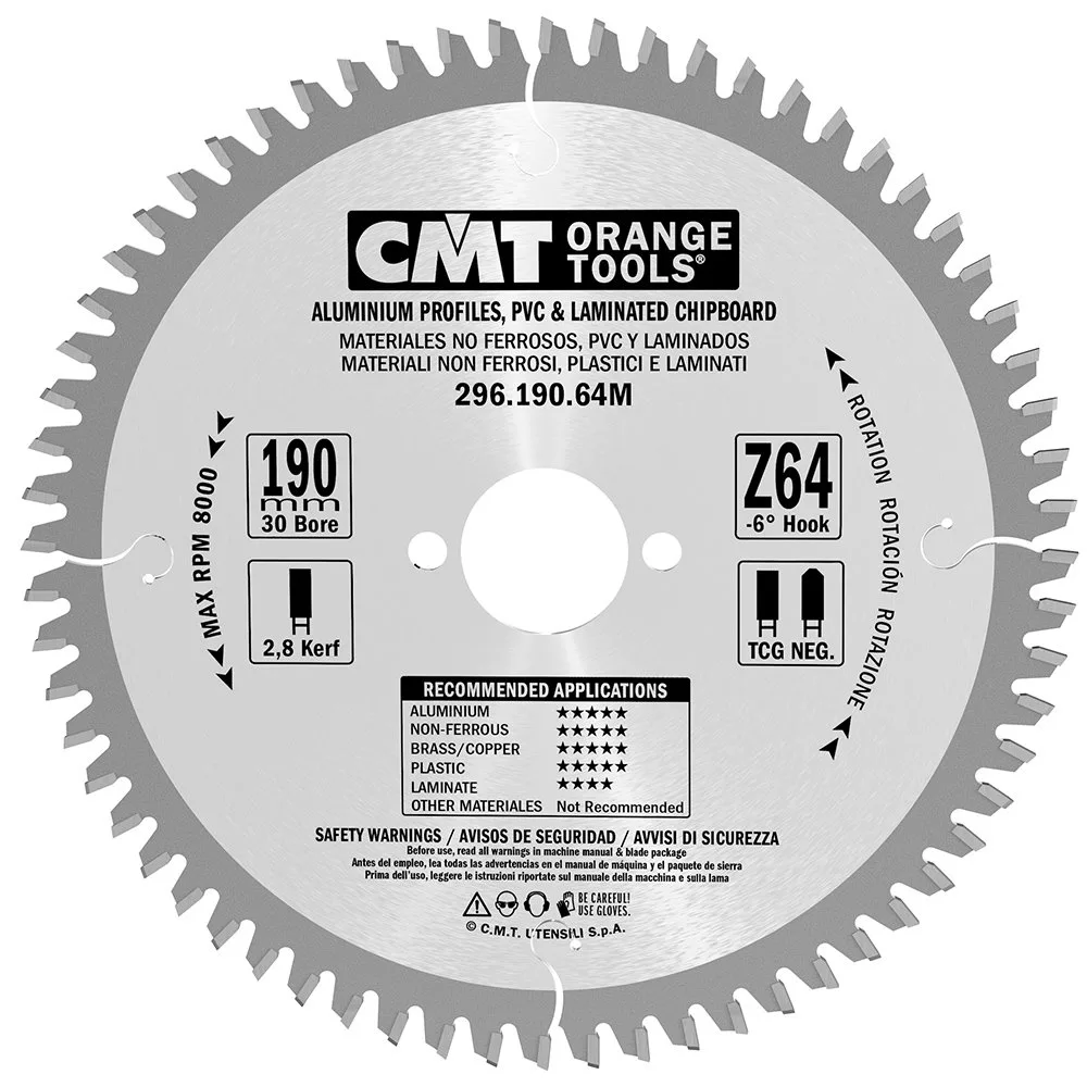 Cirkelsågklinga CMT Orange Tools NE NEG Alu/laminat