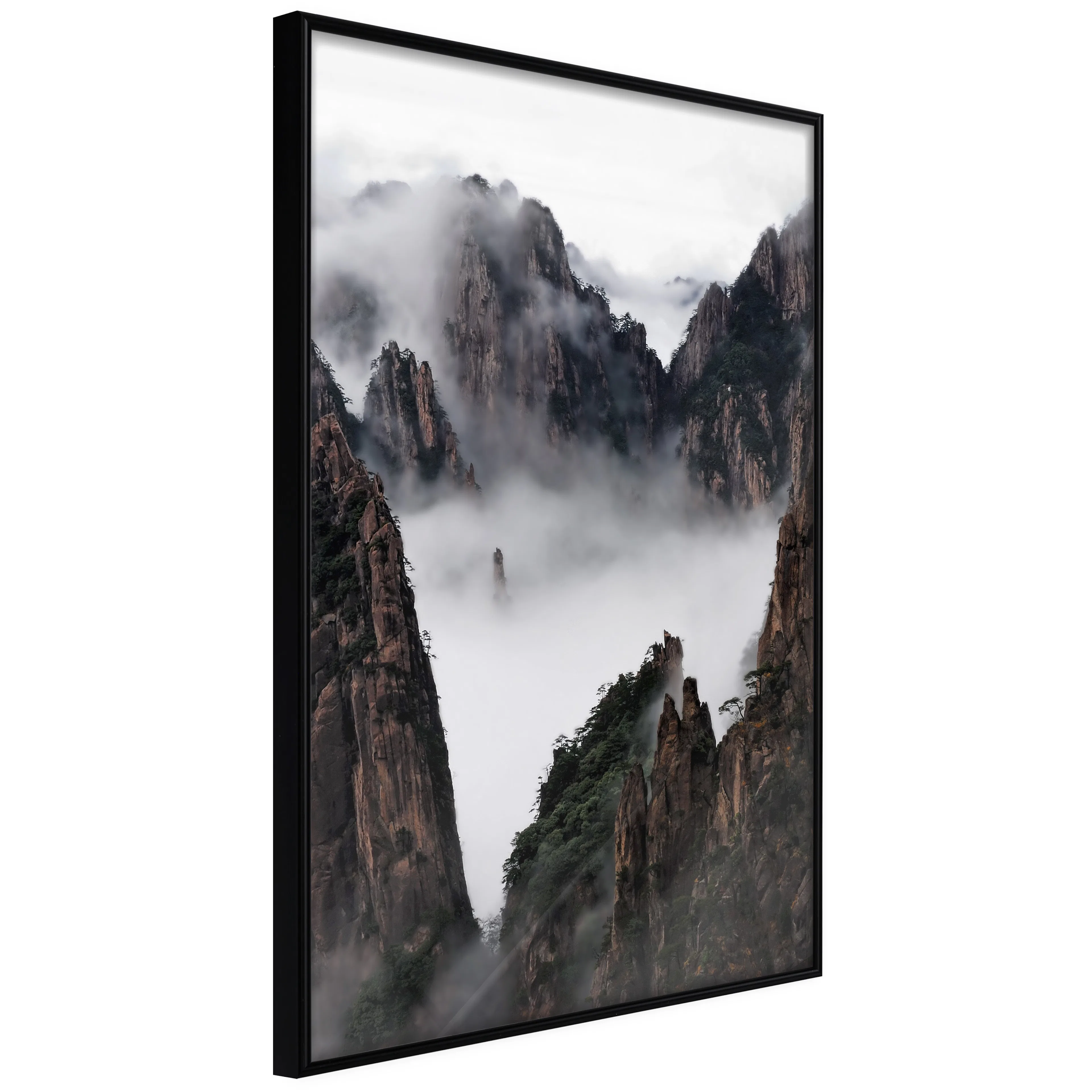 Affisch - Fog Over Huang Shan [Poster] 20x30 Svart ram, 20x30 cm
