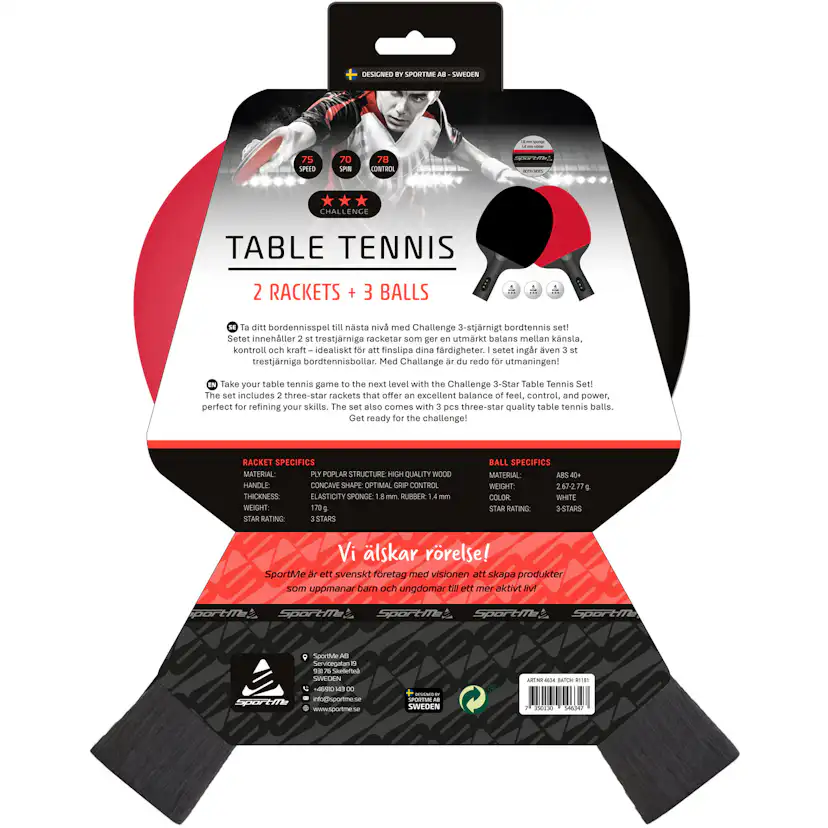 Bordtennisset SportMe Challenge 3-Stjärnigt