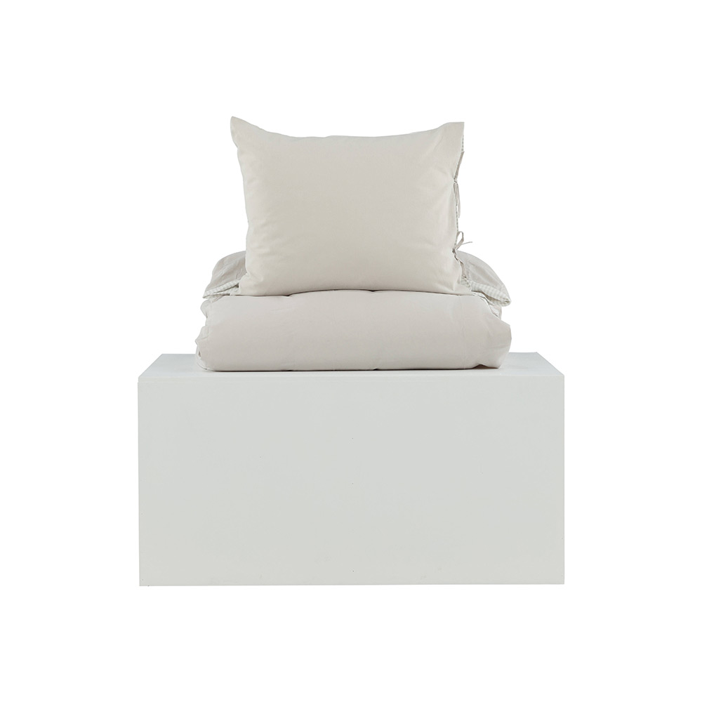 Jenna Bed Set Linen Cotton Light Grey 150x200 cm Färg: Ljusgrå, Mått: 150x200 cm