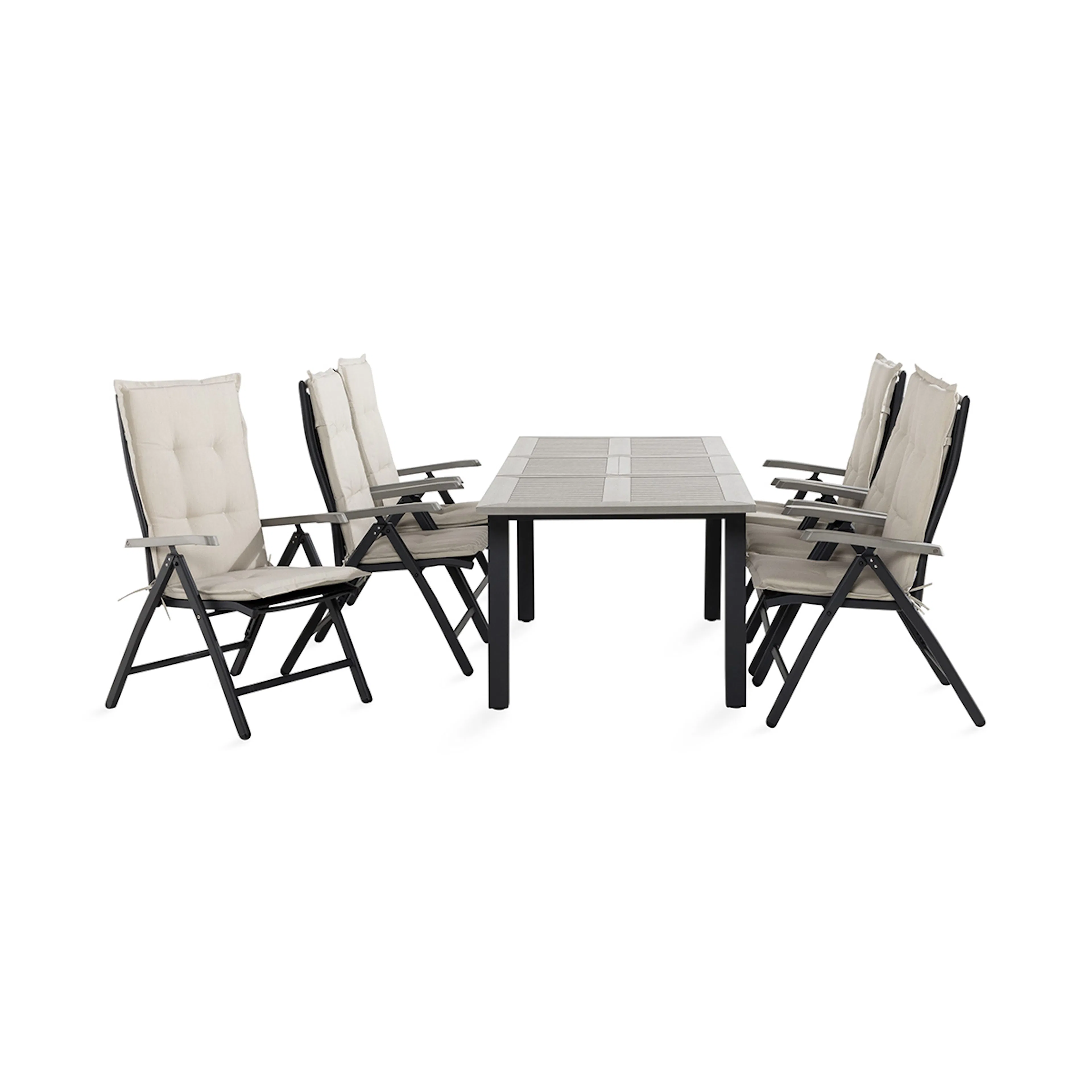 Monaco Matgrupp 90x152-210 + 6 Positionsstolar m Dyna Off-white